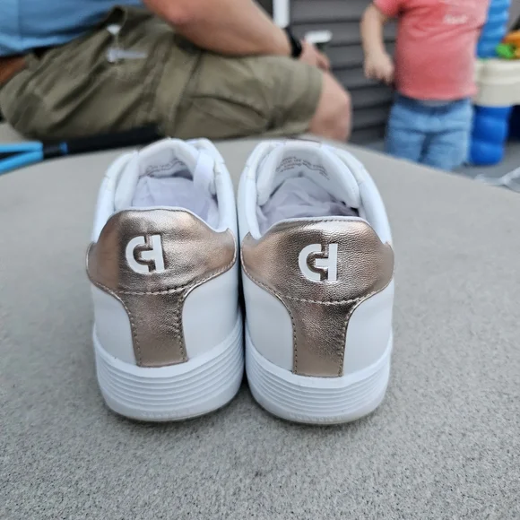 Cole Haan White and Gold Women's Sneakers - Picture 5 of 7
